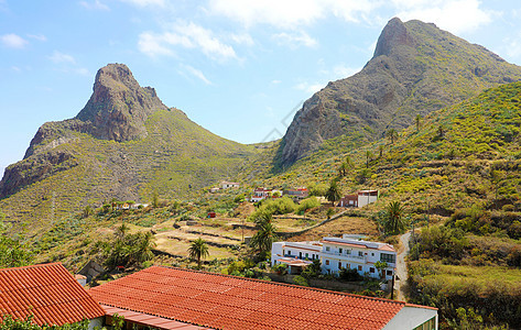 西班牙特内里夫塔加纳纳村的农村山区景观种植园照片爬坡梯田假期海洋建筑棕榈旅游丘陵图片