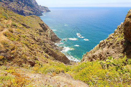 西班牙特内里夫的阿纳加农村公园海山岩石峰值风景公园环境海岸线海景晴天山岩地形丘陵山景图片