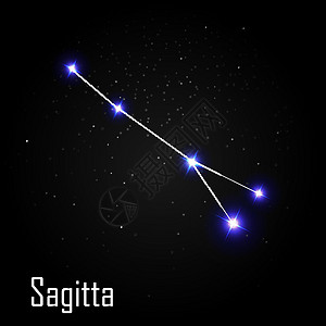 Sagitta 星座与美丽明亮的星星在宇宙天空矢量它制作图案的背景图片