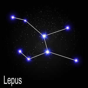 Lepus 星座与美丽明亮的星星在宇宙天空矢量它制作图案的背景图片