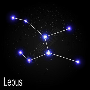 Lepus 星座与美丽明亮的星星在宇宙天空矢量它制作图案的背景图片