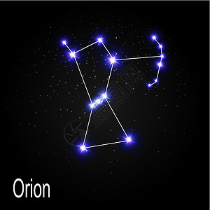猎户星座与美丽明亮的星星在宇宙天空矢量它制作图案的背景图片