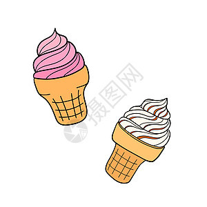 手绘冰淇淋 菜单和包装的设计草图元素 矢量隔离色彩丰富的插画鞭打圣代餐厅酒吧酸奶糖果冰淇淋手绘水果标签背景图片