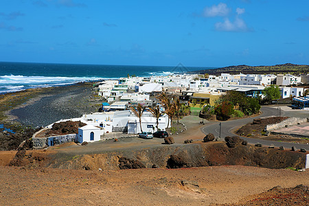 西班牙加那利群岛Lanzarote海洋图象小村庄图片
