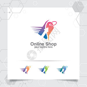 网上商店市场电子商务和网上商店的价格标签图标和箭头符号的购物标志设计矢量概念图片