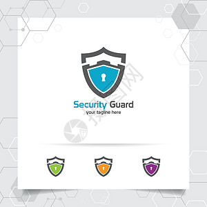 具有保护盾矢量概念的安全盾标志设计和数据隐私反病毒和系统安全的技术图标网络公司商业钥匙挂锁计算互联网插图警卫托管图片