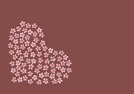 现代名片设计模板与咖啡背景上粉红色的樱花花装饰制成的心 高级礼券 折扣券 贺卡 包装模板 复制空间文本图片