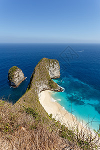 印度尼西亚努沙佩尼达岛的曼塔湾海滩支撑季节天空海景海岸线射线热带海岸蝠鲼图片