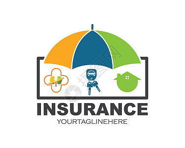 保险财产设计的伞矢量标志图标商业信用运输横幅机构健康家庭房子保修单投资图片