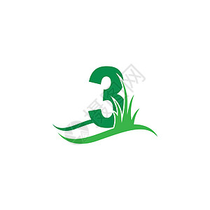 3 号背后绿草图标标志设计 vecto插图环境生态木头长椅字体公园教育天空植物图片