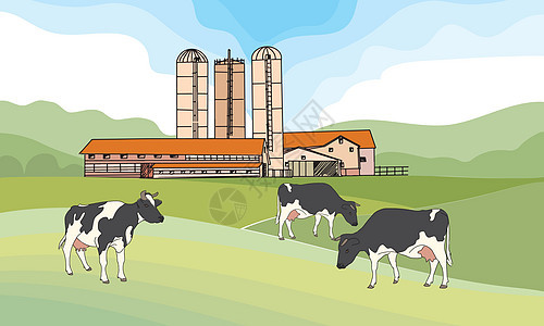 奶牛场远背景图片