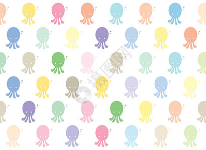 无缝海可爱模式与鱿鱼夏季模式 vecto打印动物海星生活海浪纺织品孩子们装饰品蓝色热带图片
