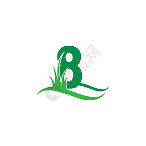 8 号背后绿草图标标志设计 vecto场地天空木头衬套公园叶子生态坡度字母环境图片