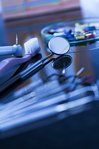 一套牙齿牙牙牙用金属医疗设备工具刮板牙医口腔科刮刀钳子卫生医生治疗乐器外科图片