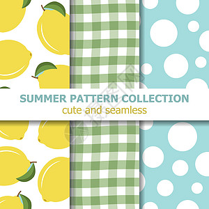夏季图案系列 柠檬主题 夏旗食物情调无缝打印异国横幅格子绿色艺术模式图片