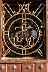 木制门 有铁铸铁的锚板风格墙纸木板假期桌面海洋古董风化舷窗收藏图片