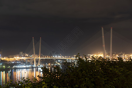 夜城风景与金桥的视线 海参维斯托克建筑物建筑学夜景旅游旅行灯笼图片