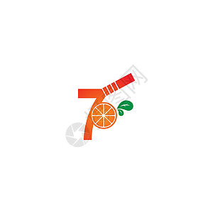 7 号与果汁橙色图标标志设计模板图片