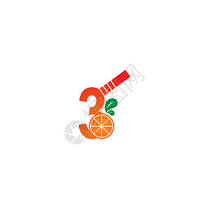 号与果汁橙色图标标志设计模板饮食错误标识字体字母插图数字橙子叶子食物图片