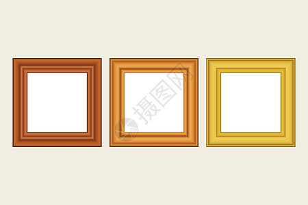 为您的设计设置方形金色复古木制框架 复古封面 放置文本 复古古董金色现代矩形框架 它制作图案矢量模板风格木头插图白色照片装饰艺术图片