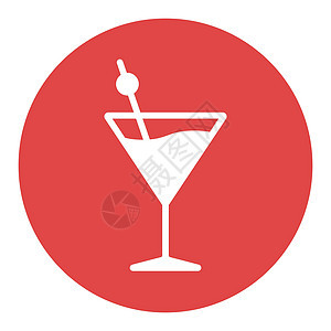 鸡尾酒饮料玻璃平面隔离白色字形图标 vecto图片