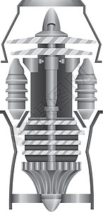 推进喷气发动机喷射运动风扇螺丝排放冲压导体排气入口金属插画