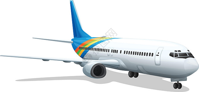 乘客计划翼尖白色飞机蓝色座舱客机飞行员尾巴运输艺术图片