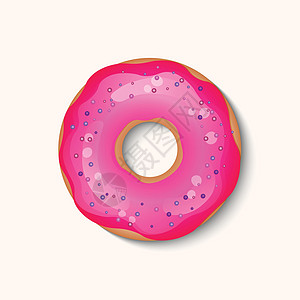 与颜色糖衣和孤立在白色背景上的五彩粉末的甜甜圈  3d 逼真的食物图标 模板邀请海报卡织物的现代设计 它制作图案的现实矢量插图戒图片