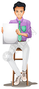 一个拿着空招牌坐在高脚椅上的男人图片