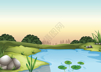 一个生态系统资源矿物质互动河岸灌木丛植物土壤地面水形绘画图片