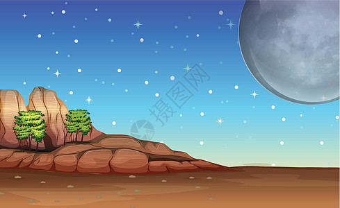 明月星光下的沙漠图片