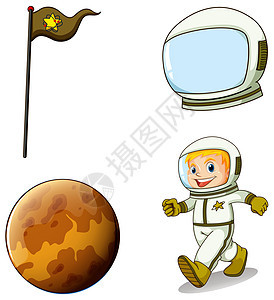 微笑的宇航员星座帽子男生圆圈身体旗帜横幅盖子球形绘画背景图片
