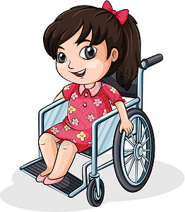 骑在轮椅上的亚洲女孩图片
