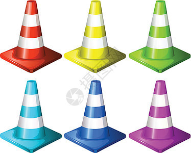 交通锥事故圆锥形指示牌黄绿色锥体街道人行道紫色合并条纹图片