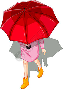 使用雨伞的女人的顶视图图片