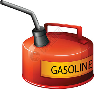 一个红色的汽油容器店铺水壶黑色运输气体圆柱形白色管子燃料绘画图片