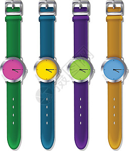 设计师手表塑料钟表蓝色小时震动带子薰衣草手腕紫色圆圈图片