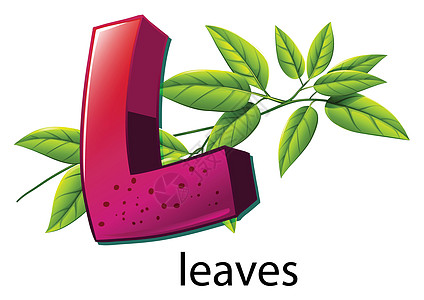 字母 L 表示请假艺术品器官叶芽辅音子叶卡通片扁平化绿藻叶子学校图片