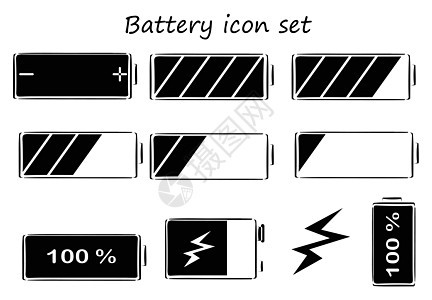 黑色和白色电池图标图片