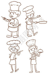 厨师简单素描图片