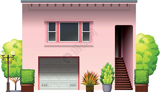 一个现代粉红色的房子图片