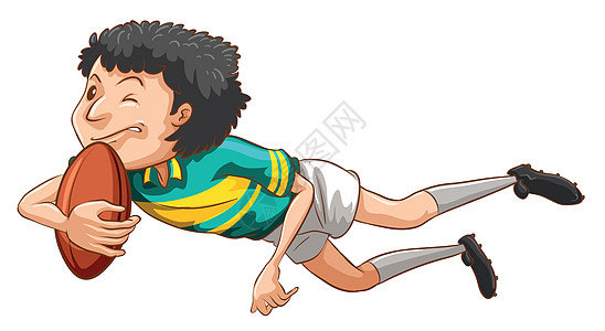一个男孩玩橄榄球的简单图画图片