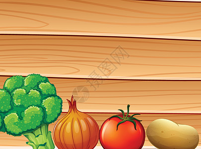 香料和蔬菜后面的木墙图片