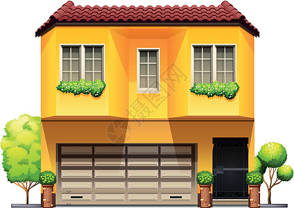 黄色的大房子草图建筑师砖块车库素描庇护所居民花色绘画玻璃图片