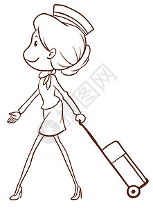 空姐简笔画女孩女士草图素描女性安全服务员空勤绘画顾客图片