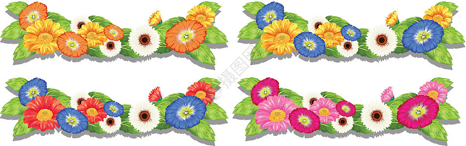 花卉边框设计边界风格花粉仪式白色植物学树叶装饰品插图美化图片