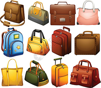 收集不同的袋子解雇手提包小袋皮肤购物工具旅行编织公文包贮存图片
