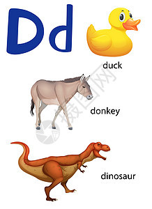 鸭驴和恐龙的字母 D工作学校剪贴字体鸭子教育艺术玩具橡皮艺术品图片