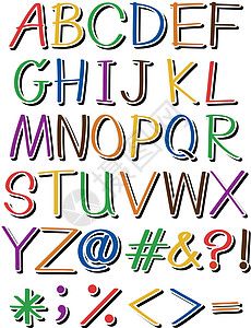 不同颜色的字母辅音首都插图大号艺术品小号意义元音团体教育图片
