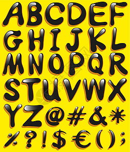 字母表的大字母绘画黄色蓝色样式卡通片教育孩子们意义黑色漫画图片